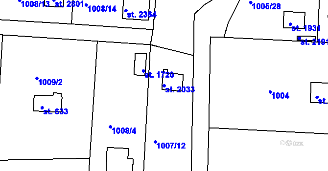 Parcela st. 2033 v KÚ Valcha, Katastrální mapa