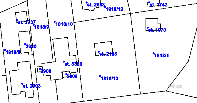 Parcela st. 2103 v KÚ Valcha, Katastrální mapa