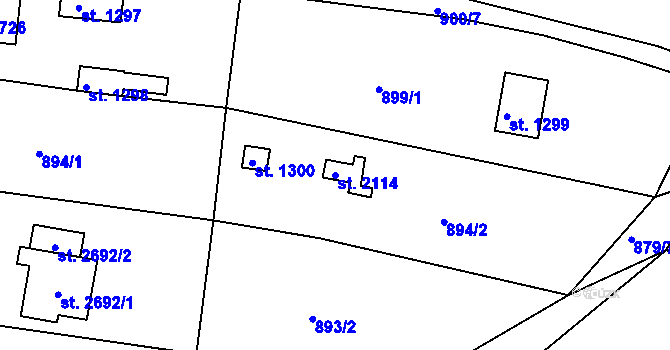 Parcela st. 2114 v KÚ Valcha, Katastrální mapa