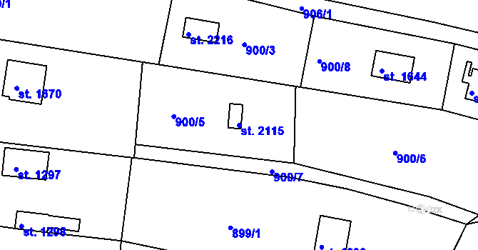 Parcela st. 2115 v KÚ Valcha, Katastrální mapa