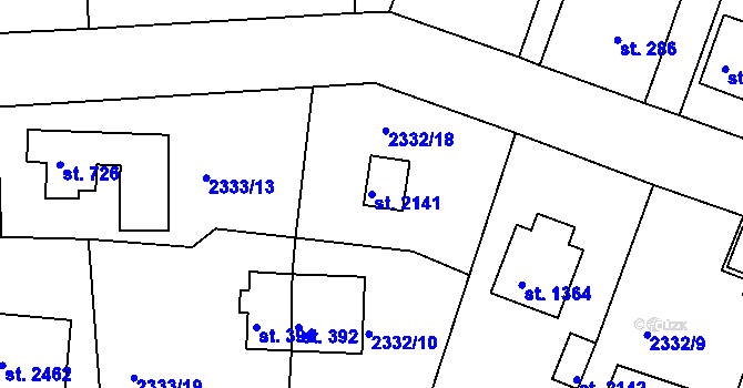 Parcela st. 2141 v KÚ Valcha, Katastrální mapa