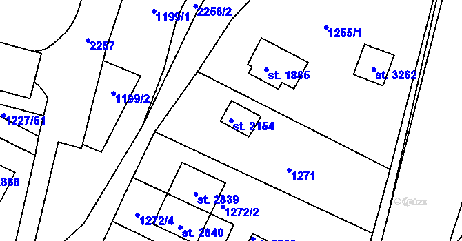 Parcela st. 2154 v KÚ Valcha, Katastrální mapa