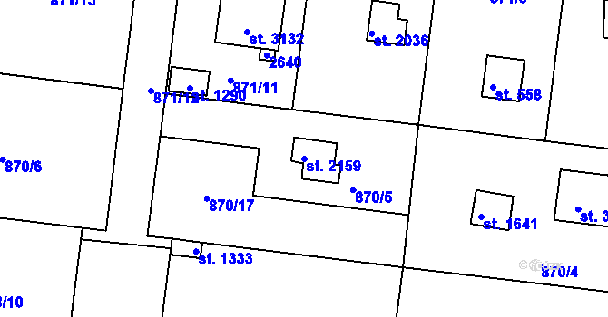 Parcela st. 2159 v KÚ Valcha, Katastrální mapa