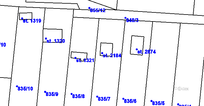 Parcela st. 2184 v KÚ Valcha, Katastrální mapa