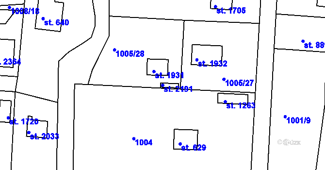 Parcela st. 2191 v KÚ Valcha, Katastrální mapa