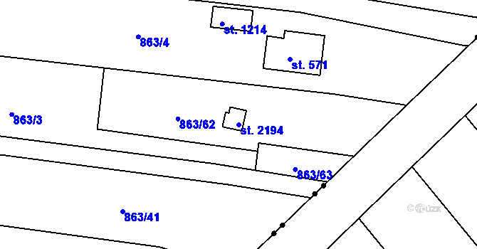 Parcela st. 2194 v KÚ Valcha, Katastrální mapa