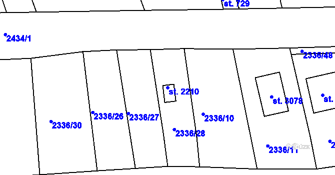 Parcela st. 2210 v KÚ Valcha, Katastrální mapa