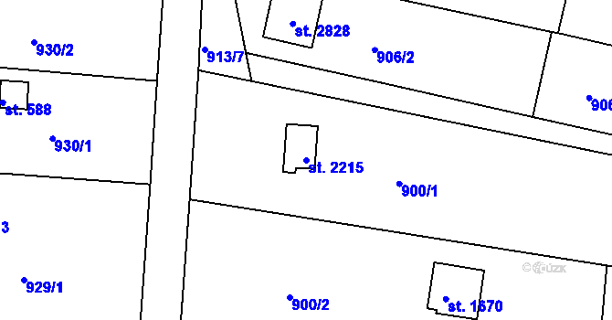 Parcela st. 2215 v KÚ Valcha, Katastrální mapa