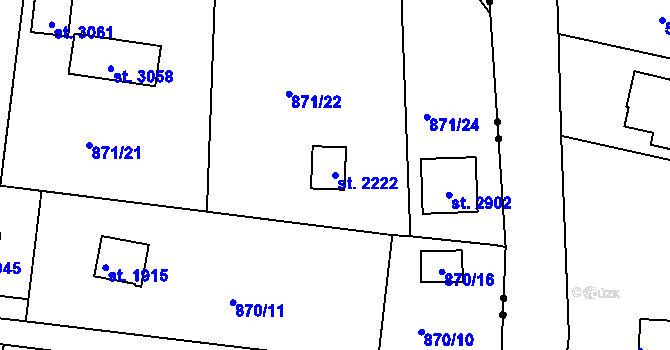 Parcela st. 2222 v KÚ Valcha, Katastrální mapa