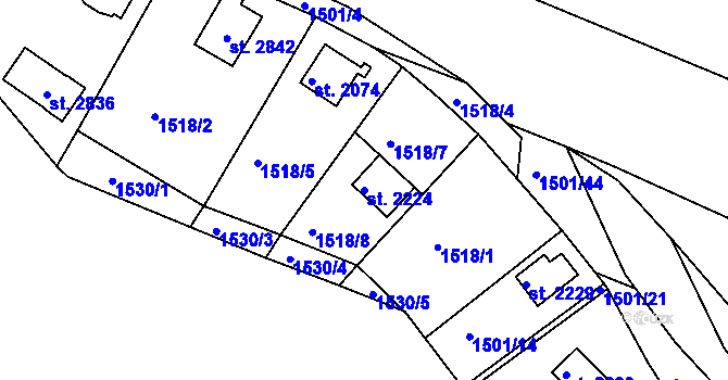 Parcela st. 2224 v KÚ Valcha, Katastrální mapa
