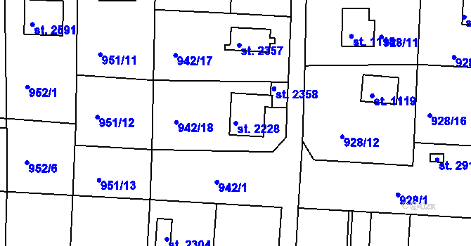 Parcela st. 2228 v KÚ Valcha, Katastrální mapa
