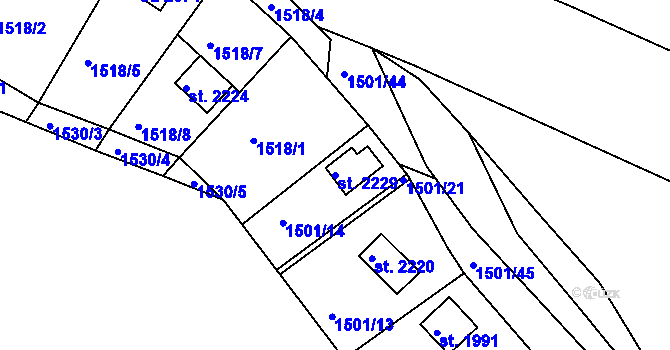 Parcela st. 2229 v KÚ Valcha, Katastrální mapa