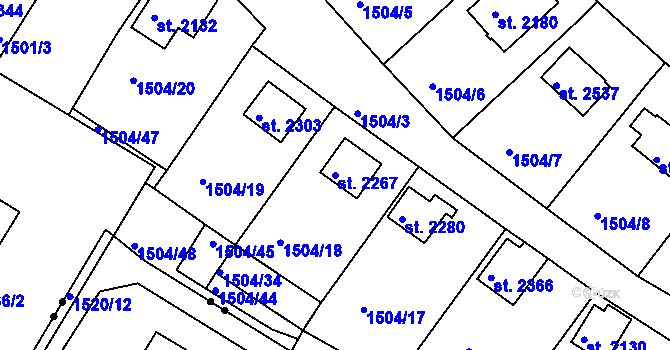Parcela st. 2267 v KÚ Valcha, Katastrální mapa