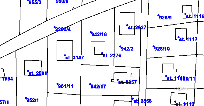 Parcela st. 2276 v KÚ Valcha, Katastrální mapa