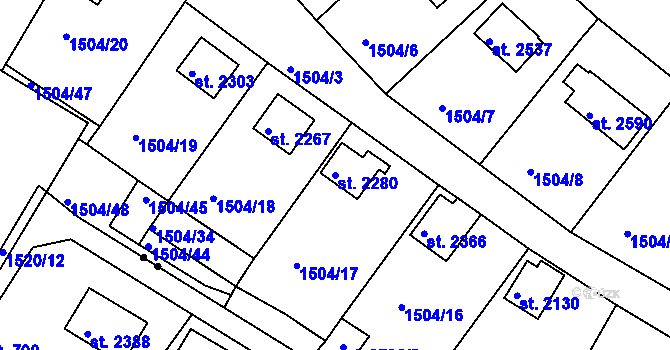Parcela st. 2280 v KÚ Valcha, Katastrální mapa