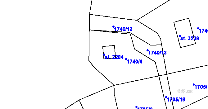Parcela st. 2284 v KÚ Valcha, Katastrální mapa