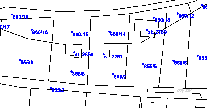 Parcela st. 2291 v KÚ Valcha, Katastrální mapa
