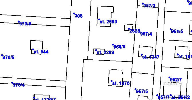 Parcela st. 2299 v KÚ Valcha, Katastrální mapa