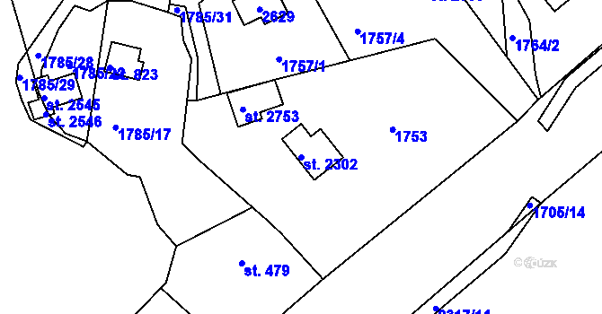 Parcela st. 2302 v KÚ Valcha, Katastrální mapa