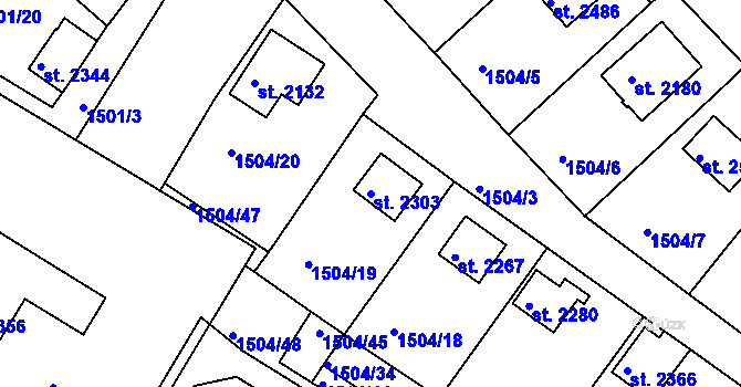 Parcela st. 2303 v KÚ Valcha, Katastrální mapa