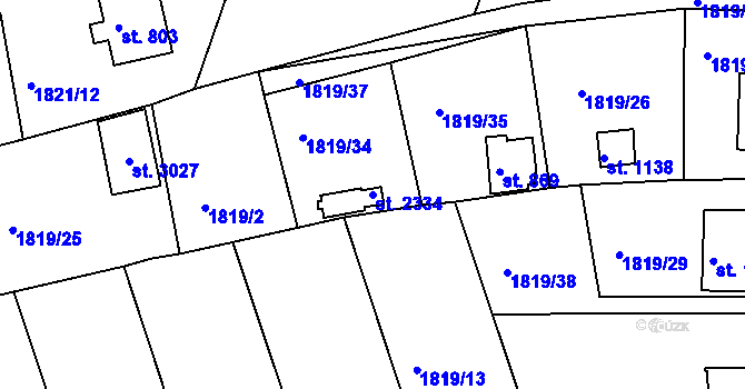 Parcela st. 2334 v KÚ Valcha, Katastrální mapa