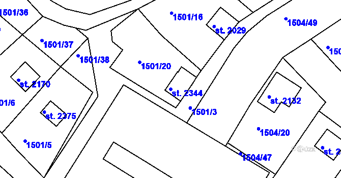 Parcela st. 2344 v KÚ Valcha, Katastrální mapa