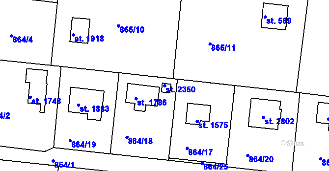 Parcela st. 2350 v KÚ Valcha, Katastrální mapa