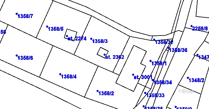 Parcela st. 2362 v KÚ Valcha, Katastrální mapa