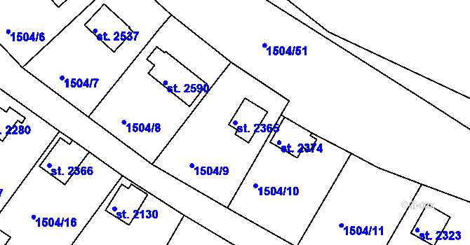 Parcela st. 2365 v KÚ Valcha, Katastrální mapa