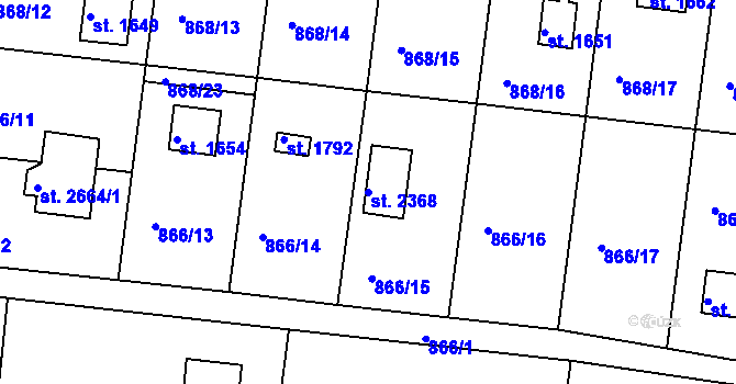 Parcela st. 2368 v KÚ Valcha, Katastrální mapa