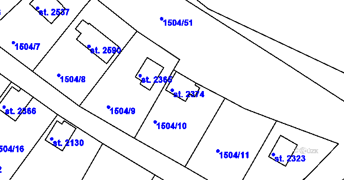 Parcela st. 2374 v KÚ Valcha, Katastrální mapa