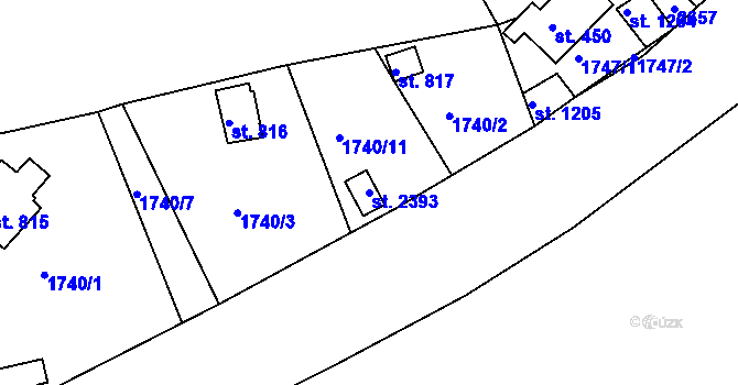 Parcela st. 2393 v KÚ Valcha, Katastrální mapa