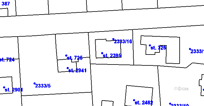 Parcela st. 2395 v KÚ Valcha, Katastrální mapa