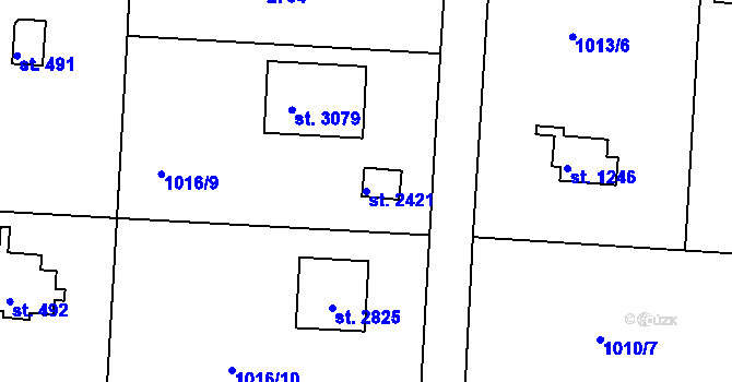 Parcela st. 2421 v KÚ Valcha, Katastrální mapa