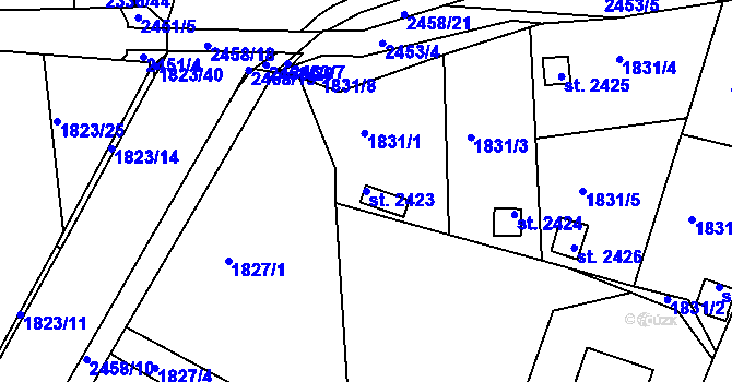 Parcela st. 2423 v KÚ Valcha, Katastrální mapa
