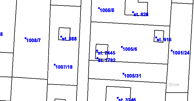 Parcela st. 2445 v KÚ Valcha, Katastrální mapa
