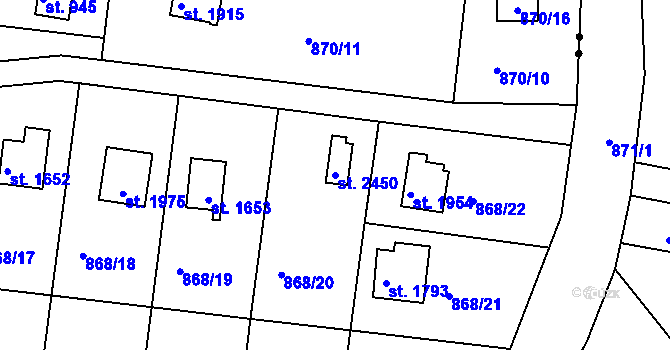 Parcela st. 2450 v KÚ Valcha, Katastrální mapa