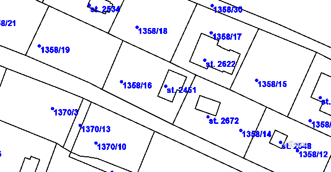 Parcela st. 2451 v KÚ Valcha, Katastrální mapa