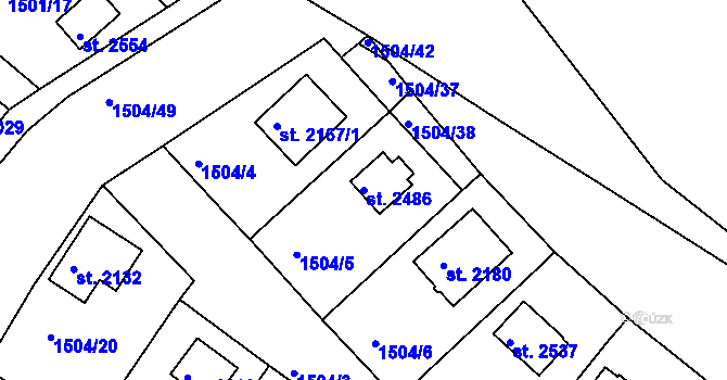 Parcela st. 2486 v KÚ Valcha, Katastrální mapa