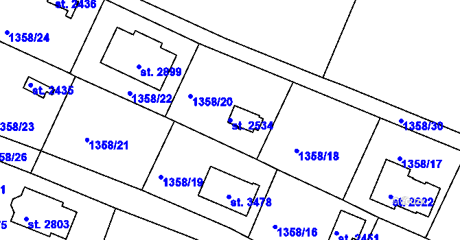 Parcela st. 2534 v KÚ Valcha, Katastrální mapa