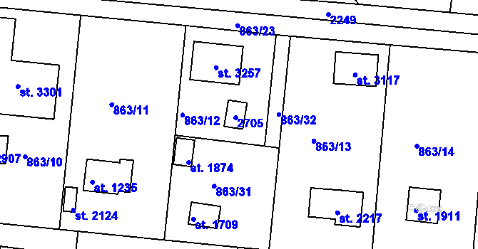 Parcela st. 2616 v KÚ Valcha, Katastrální mapa