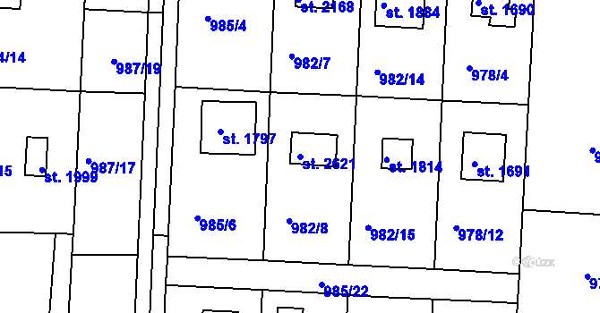 Parcela st. 2621 v KÚ Valcha, Katastrální mapa