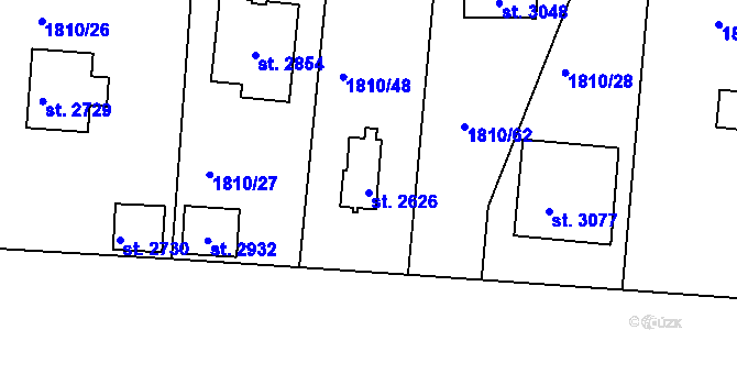 Parcela st. 2626 v KÚ Valcha, Katastrální mapa
