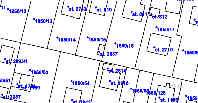 Parcela st. 2637 v KÚ Valcha, Katastrální mapa
