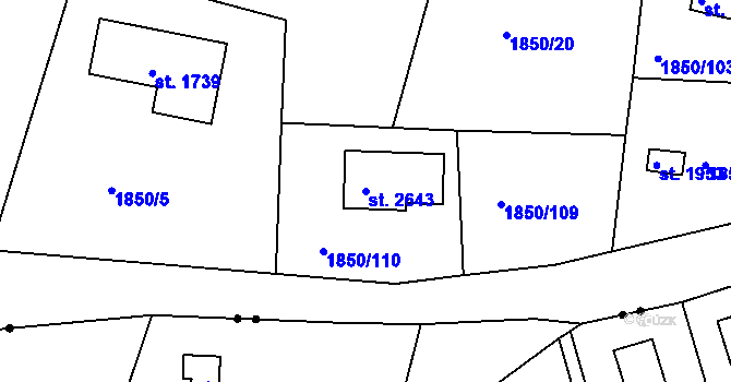 Parcela st. 2643 v KÚ Valcha, Katastrální mapa