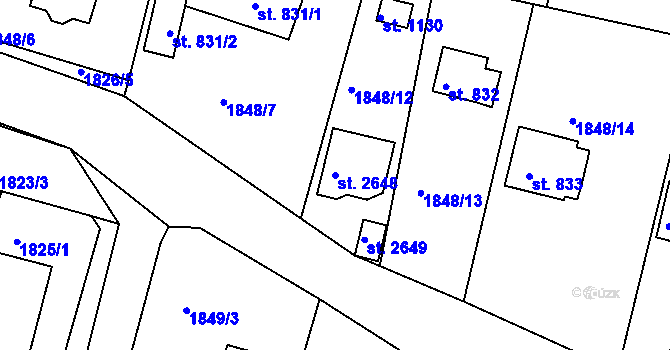Parcela st. 2648 v KÚ Valcha, Katastrální mapa