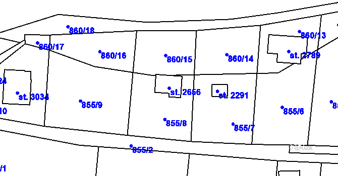 Parcela st. 2656 v KÚ Valcha, Katastrální mapa