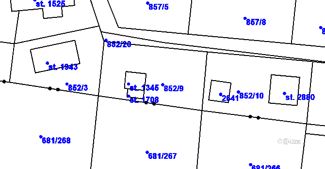 Parcela st. 852/9 v KÚ Valcha, Katastrální mapa