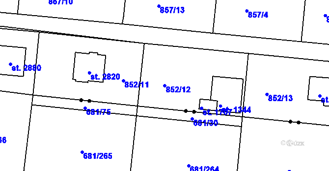 Parcela st. 852/12 v KÚ Valcha, Katastrální mapa
