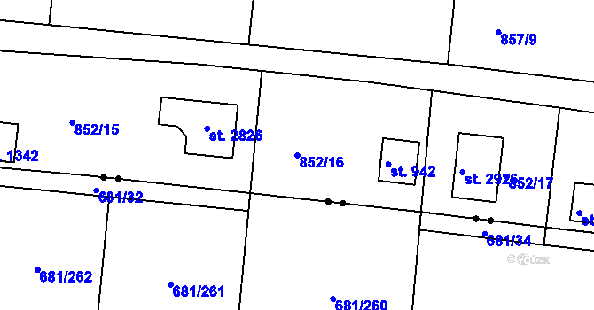 Parcela st. 852/16 v KÚ Valcha, Katastrální mapa